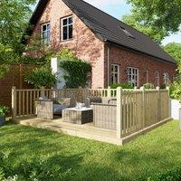 Powersheds Timber Decking Kit - Handrails on Three Sides - 3.6 x 4.2m