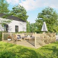 Powersheds Timber Decking Kit - Handrails on Three Sides - 4.8 x 5.4m