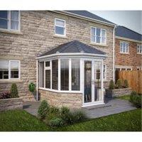 SOLid Roof Victorian Dwarf Wall Conservatory with White Frame & Titanium Grey Tiles - 3 x 3m