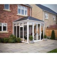 SOLid Roof Full Height Edwardian Conservatory with White Frame & Titanium Grey Tiles - 4 x 3m