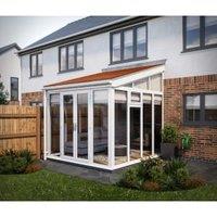 SOLid Roof Full Height Lean To Conservatory with White Frame & Rustic Terracotta Tiles - 4 x 3m