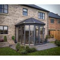 SOLid Roof Full Height Victorian Conservatory with Grey Frame & Titanium Grey Tiles - 4 x 4m