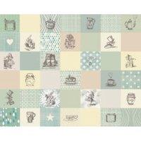 Origin Murals Alice In Wonderland Retro Illustrations Natural Wall Mural - 3.5 x 2.8m