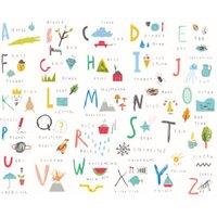 Origin Murals Childrens Alphabet Illustrations Multi Wall Mural - 3.5 x 2.8m