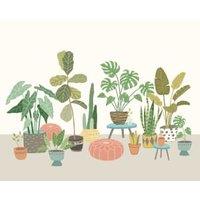 Origin Murals Houseplant Pots Grey Wall Mural - 3.5 x 2.8m