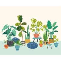 Origin Murals Houseplant Pots Blue Wall Mural - 3.5 x 2.8m