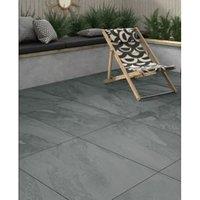 Winterburn Slate Black Matt Outdoor Porcelain Paving Tile - 600 x 900 x 20mm