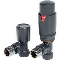 Towelrads Angled Thermostatic Radiator Valve and Lockshield - Anthracite 15mm x 1/2"