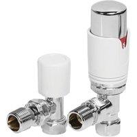 Towelrads Angled Thermostatic Radiator Valve and Lockshield - White 15mm x 1/2"