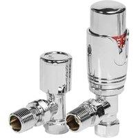 Towelrads Angled Thermostatic Radiator Valve and Lockshield - Chrome 15mm x 1/2"