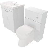 Deccado Benham Bright White 600mm Freestanding Vanity & 500mm Toilet Pan Unit with Basin Modular Combination