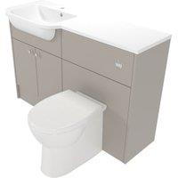 Deccado Benham Soft Suede Left Hand 1200mm Fitted Vanity & Toilet Pan Unit Combination with Left Hand Basin
