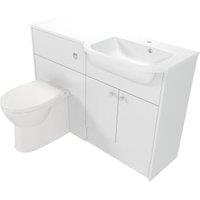Deccado Benham Bright White Right Hand 1200mm Fitted Vanity & Toilet Pan Unit Combination with Right Hand Basin