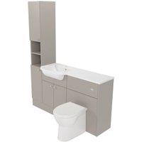 Deccado Benham Soft Suede Left Hand 1500mm Fitted Tower, Vanity & Toilet Pan Unit Combination with Left Hand Basin