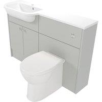 Deccado Benham Whisper Grey Left Hand 1200mm Slimline Fitted Vanity & Toilet Pan Unit Combination with Left Hand Basin