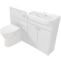 Deccado Benham Bright White Right Hand 1200mm Slimline Fitted Vanity & Toilet Pan Unit Combination with Right Hand Basin