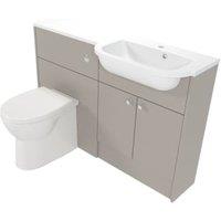 Deccado Benham Soft Suede Right Hand 1200mm Slimline Fitted Vanity & Toilet Pan Unit Combination with Right Hand Basin