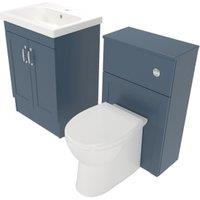 Deccado Padworth Juniper Blue 600mm Freestanding Vanity & 500mm Toilet Pan Unit with Basin Modular Combination