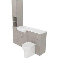 Deccado Padworth Soft Suede Left Hand 1500mm Fitted Tower, Vanity & Toilet Pan Unit Combination with Left Hand Basin