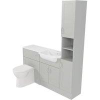 Deccado Padworth Whisper Grey Right Hand 1500mm Fitted Tower, Vanity & Toilet Pan Unit Combination with Right Hand Basin