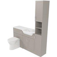 Deccado Padworth Soft Suede Right Hand 1500mm Fitted Tower, Vanity & Toilet Pan Unit Combination with Right Hand Basin
