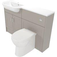 Deccado Padworth Soft Suede Left Hand 1200mm Slimline Fitted Vanity & Toilet Pan Unit Combination with Left Hand Basin