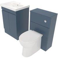 Deccado Clifton Juniper Blue 600mm Freestanding Vanity & 500mm Toilet Pan Unit with Basin Modular Combination