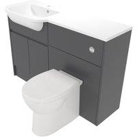 Deccado Clifton Charcoal Grey Left Hand 1200mm Fitted Vanity & Toilet Pan Unit Combination with Left Hand Basin