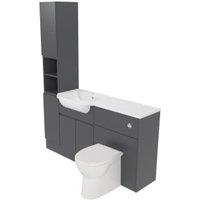 Deccado Clifton Charcoal Grey Left Hand 1500mm Fitted Tower, Vanity & Toilet Pan Unit Combination with Left Hand Basin