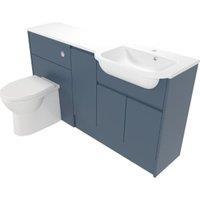 Deccado Clifton Juniper Blue Right Hand 1500mm Fitted Vanity & Toilet Pan Unit Combination with Right Hand Basin