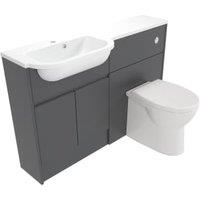 Deccado Clifton Charcoal Grey Left Hand 1200mm Slimline Fitted Vanity & Toilet Pan Unit Combination with Left Hand Basin