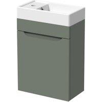 Wickes Malmo Reed Green Wall Hung J Pull Vanity Unit & Basin - 400mm
