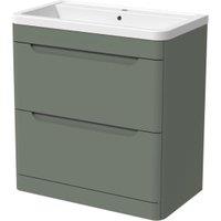 Wickes Malmo Reed Green Freestanding J Pull Vanity Unit & Basin - 800mm