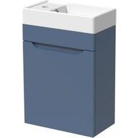 Wickes Malmo Misty Blue Wall Hung J Pull Vanity Unit & Basin - 400mm