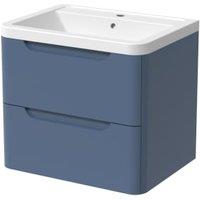 Wickes Malmo Misty Blue Wall Hung J Pull Vanity Unit & Basin - 600mm