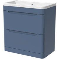 Wickes Malmo Misty Blue Freestanding J Pull Vanity Unit & Basin - 800mm