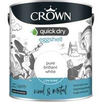 Crown Quick Dry Eggshell Paint - Pure Brilliant White - 2.5L