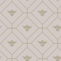 Holden Decor Honeycomb Bee Pink Wallpaper - 10.05m x 53cm