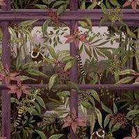 Holden Decor Tropical Window Plum Wallpaper - 10.05m x 53cm