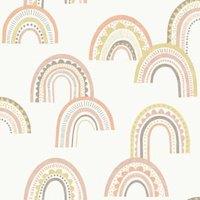 Holden Decor Boho Rainbow Blush & Orange Wallpaper - 10.05m x 53cm