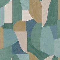 Holden Decor Curved Geo Teal Wallpaper - 10.05m x 53cm
