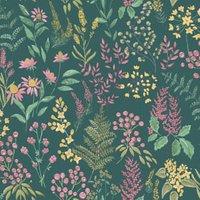Holden Decor Floral Sprig Teal & Pink Wallpaper - 10.05m x 53cm