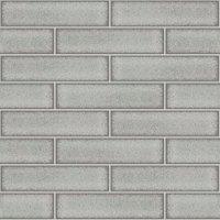 Holden Decor Celadon Gloss Tile Grey Wallpaper - 10.05m x 53cm