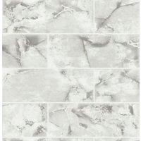 Holden Decor Odeon Marble Tile Dove Wallpaper - 10.05m x 53cm