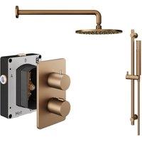 Hadleigh Recessed Dual Control Round Mixer Shower Package Includes head and handset - Brushed Bronze