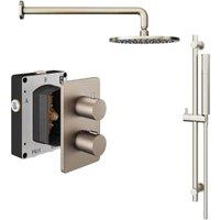 Hadleigh Recessed Dual Control Round Mixer Shower Includes Shower Valve, Shower Head & Riser Rail - Brushed Nickel