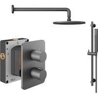 Hadleigh Recessed Dual Control Round Mixer Shower Includes Shower Valve, Shower Head & Riser Rail - Matt Anthracite