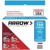 Arrow T50 Stainless Steel Monel Staples 508SS 12mm (1/2in) - Pack of 1000