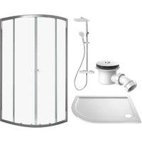 Vision 6mm Chrome Framed Left Hand Offset Quadrant Shower Enclosure with Triton Velino Mixer Shower, Shower Tray & Shower Waste - 1200 x 800mm