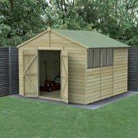 Forest Garden Beckwood Apex Shiplap Pressure Treated Double Door Shed with Base & Assembly - 10 x 10ft